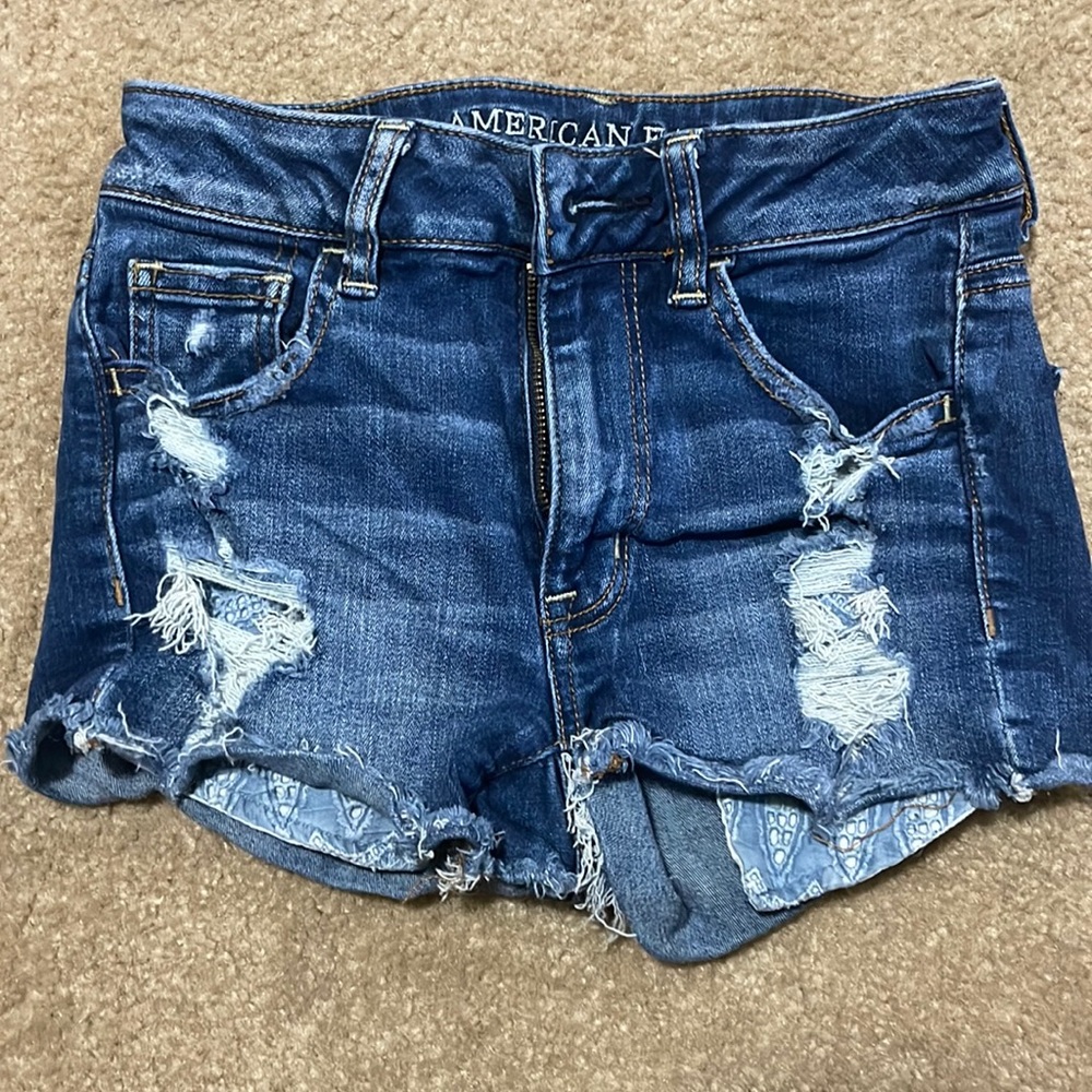Size 0, American Eagle, Dark denim, High rise.